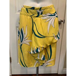 Sariah Anthropologie Yellow & White Floral Pencil Skirt Ruffle, Size 4